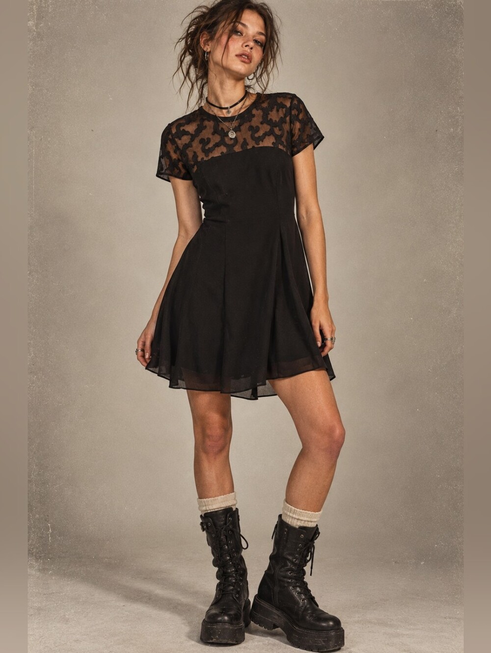 Vintage 90s Jeffrey & Dara Evenings by Tom Barra Dress Size 12 Black Lace Neck